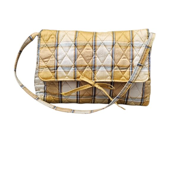 Vera Bradley Silk Quilted Striped Golden Small Y2K Shoulder Handbag - Picture 6 of 15